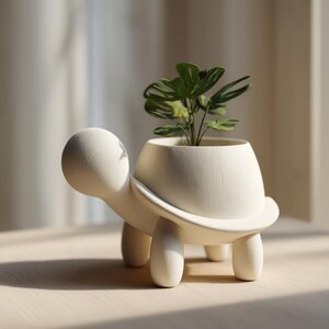 Pot de fleurs tortue imprimé en 3D | Vase succulentes animal minimaliste pour bureau et étagère | Décoration de table moderne pour bureau, chambre et salon
