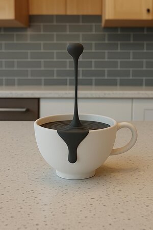 Sculpture de Goutte de Café Flottante Art en 3D | Illusion Optique de Tasse qui Goutte | Décoration de Bar à Café et Cadeau pour Amateurs de Café