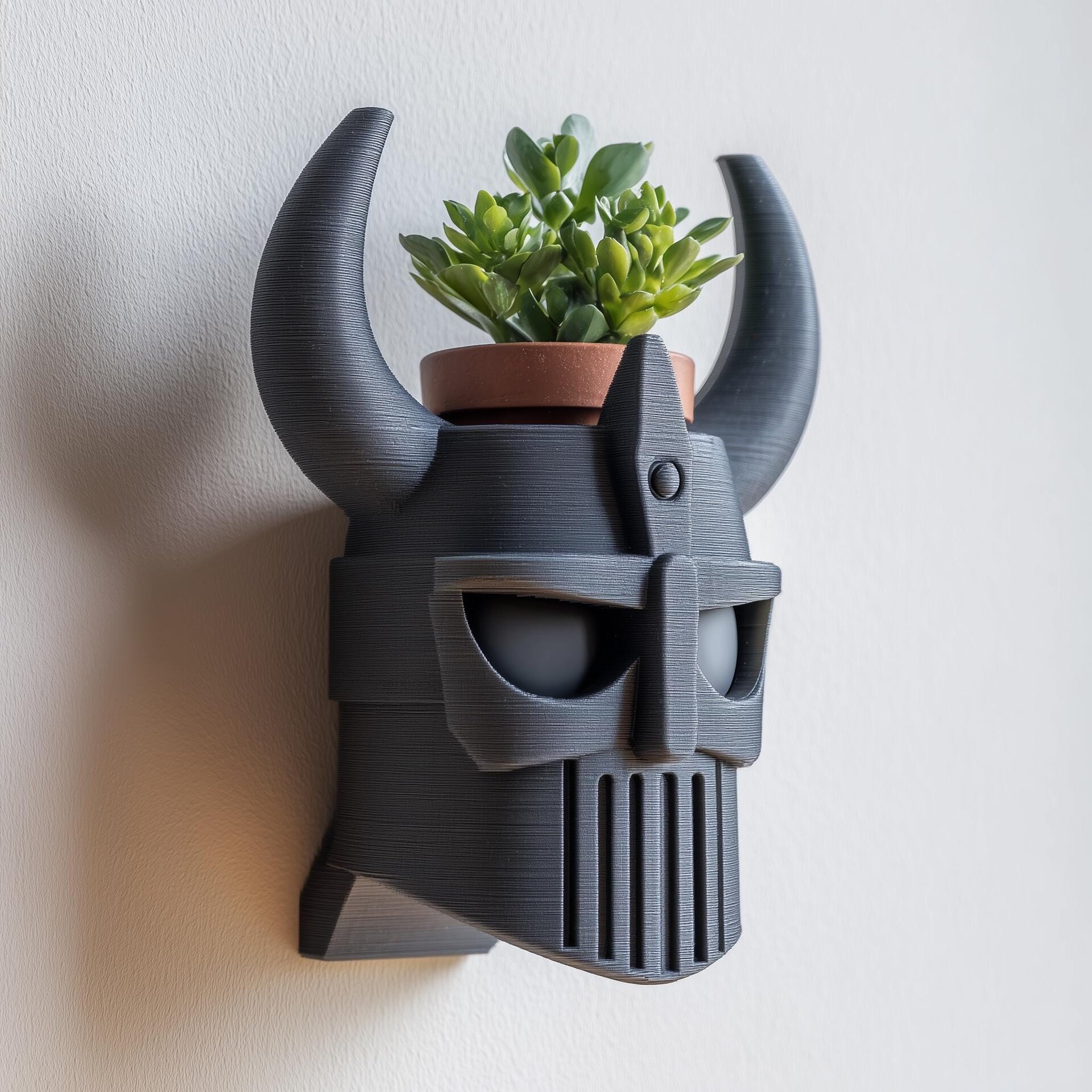 Cache-pot mural casque viking imprimé en 3D